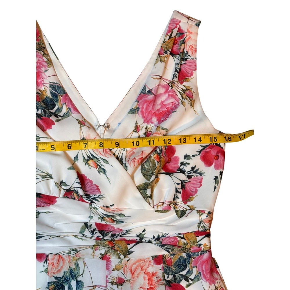 Floral Sleeveless Wide Leg Antonio Melani Jumpsuit 2 White Pink - Picture 7 of 10